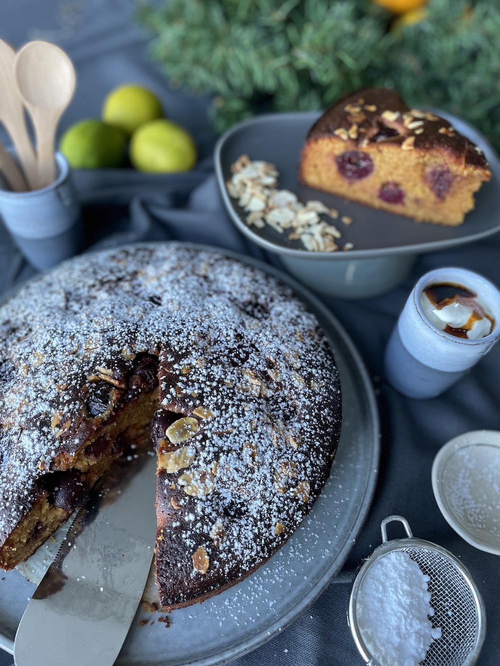Fresh Cherries and Lime Cake